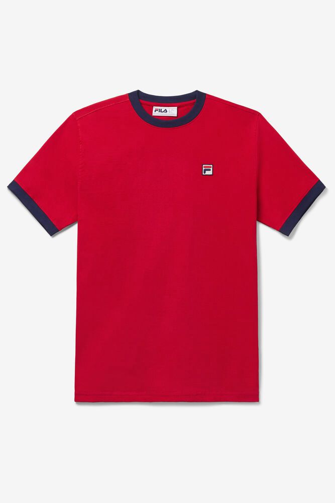 Fila Marconi Ringer Red T-Shirt Mens - NZ 45601-IDXA